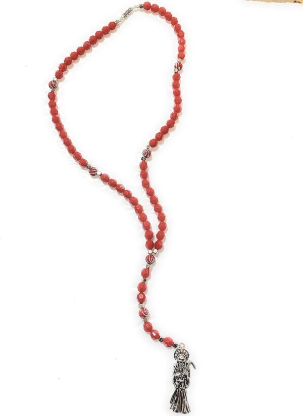 Chavarrieta Acrylic Santa Muerte necklace rosary style. - Image 6