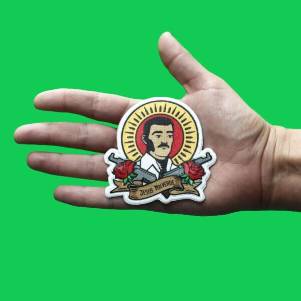 Jesus Malverde Folklore Saint Patch Sinaloa Generous Bandit Sublimated Iron On - Image 2
