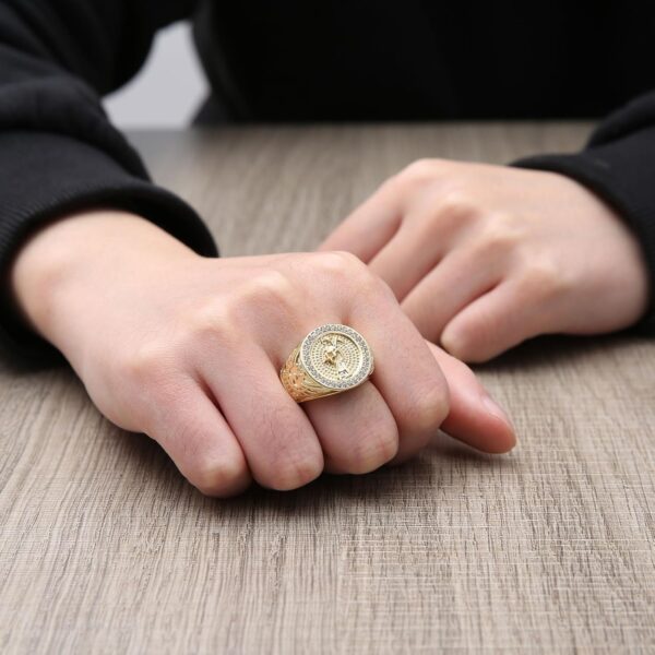 HZMAN Grim Reaper Ring for Men Women Retro Gothic 14K Gold Plated Santa Muerte Rings Wide Open Ring Jewelry Gift - Image 2