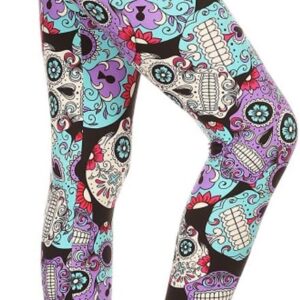 Leggings Depot Women's High Waisted Buttery Soft Skull & Halloween Print Leggings (Available in Plus Size)