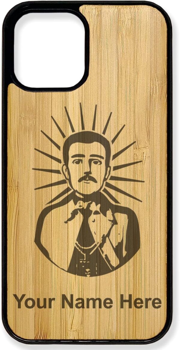 Natural Wood Case Compatible with iPhone, Malverde, Personalized Engraving Included (Bamboo)