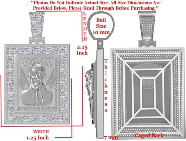 Real Genuine Diamond 0.65 Ct. 22+ Grams Jesus Malverde Sinaloa Narco-Saint Protección El Santo Patron 10k Gold On Frame Charm Pendant 2.15'' - Image 4