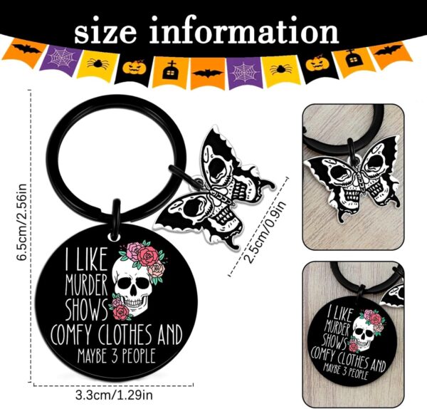 Skull Keychain Witchy Gifts For Women Spooky Keychain Gothic Stainless Steel Keyring Trick Or Treat Gifts - Image 4