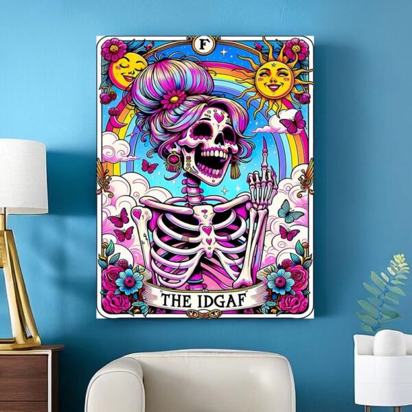 Skull Diamond Art Kits for Adults, Skeleton Diamond Painting Kits for Adults, The IDGAF 5D DIY Paint by Diamond Round Full Drill Home Wall Decor Gift 12x16In - Image 3