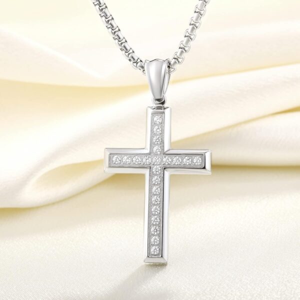 YL Men's Cross Necklace 316L Stainless Steel Jesus Ankh Pendant Rolo Chain Jewelry - Image 4