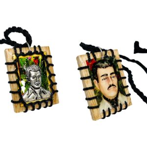 Escapulario 2 en 1 Jesus Malverde imagen y medalla plateada