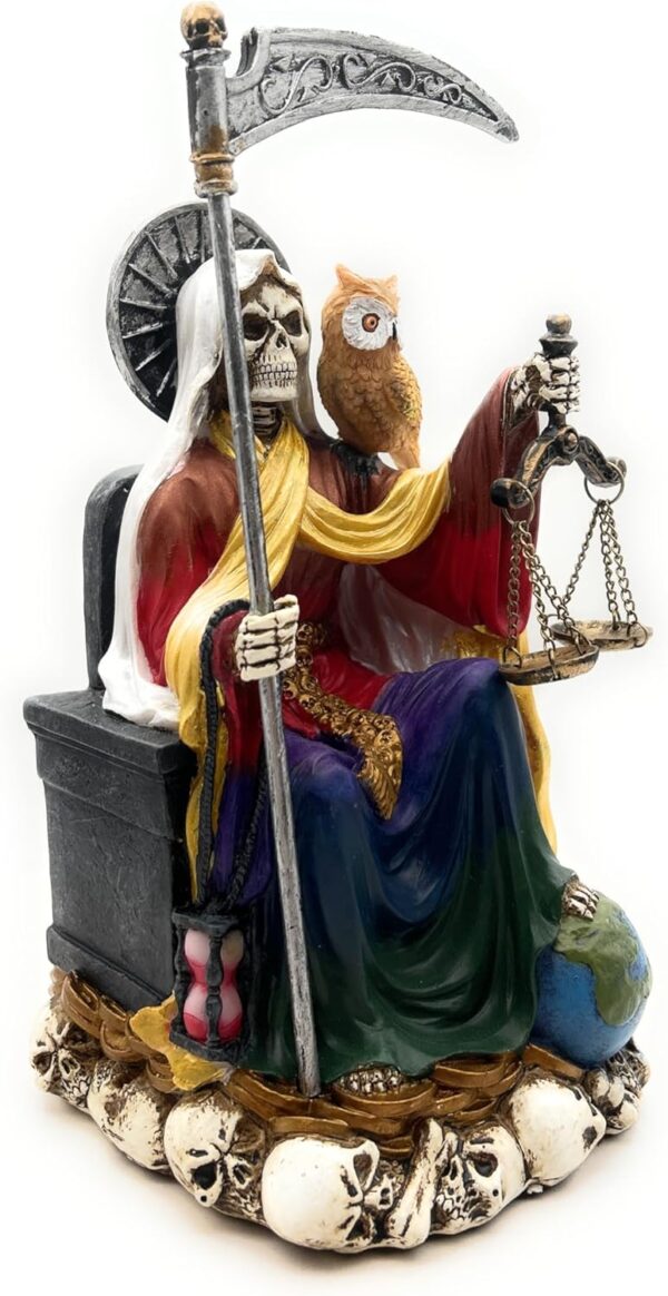RUSTIX Santa Muerte Statue, La Santa Muerte Figurine, Saint of Holy Death, Sacred Symbol of Protection and Spirituality, Seated Religious Decor, Muerte de la Muerte Altar Piece (Multicolor) - Image 8