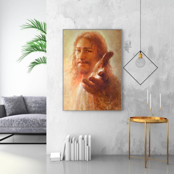 Jesus Wall Art Canvas Painting Hand of God Jesus Picture Jesus Walking Art Divine Mercy Poster Prints Christian Wall Decor(12x16 inches-Unframed) - Image 2