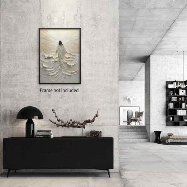 Jesus Christian Canvas Wall Art Jesus Walking on Water Religious Poster Trendy Bible Verse Prints Minimalist Christian Paintings for Living Room Bedroom Home Church Decor 12x16in Unframed - Image 4