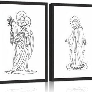 Blessed Virgin Joseph Our lady of Guadalupe Church God Catholic Wall Decor Baby Posters Canvas Wall Art Christian Line Minimalist pictures Religious Paintings Prints ModernArtwork Unframe8x10in.