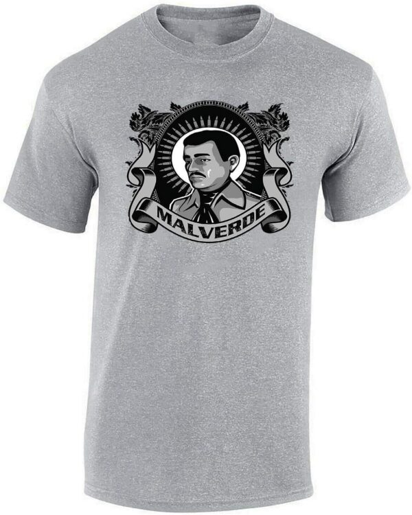 Jesus Malverde T-Shirt 100% Cotton White,Black,Gray Crew Neck