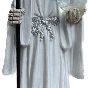Santa Muerte White 5" Inch Tall Statue Holy Death Grim Reaper Skull Home Decor