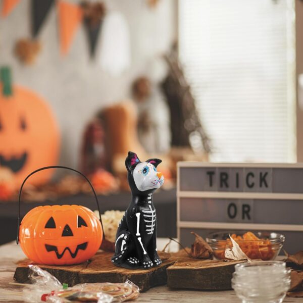 TOYANDONA Day of The Dead Dog Figurine, Halloween Dog Statue Sugar Skulls Animal Statue Resin Crafts Skeleton Sculpture for Halloween Home Desk Decorations A - Image 7