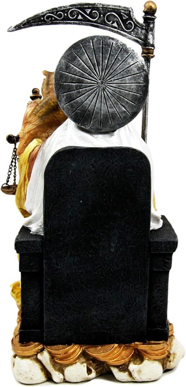 Atlantic 9" Tall Holy Death All Powerful Santa Muerte with Scythe and Scales Sitting On Throne Day of The Dead Decorative Figurine (Rainbow) - Image 3
