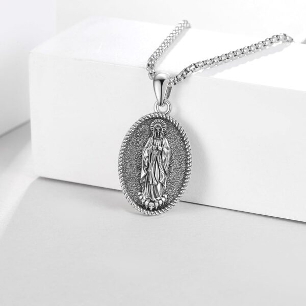 YAFEINI Sterling Silver Santa Muerte/St Peregrine/Hecate/Goddess/Virgin Mary/St Christopher/St Michael/St Jude Necklace Religious Mother's Day Jewelry for Women Mom Men Unisex - Image 3