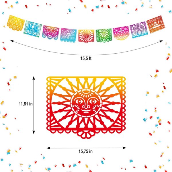 Mexican Party Banners, Papel Picado Banner - Cinco de Mayo, Fiesta Party Decorations, Dia De Los Muertos Decor, Day of The Dead Decorations, 5 Packs 82 Ft Long - Image 7