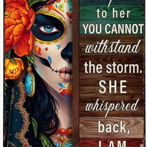 Vintage Tin Sign Sugar Skull I Am The Storm Wall Poster Decor Bedroom Door Plaque Sign 6x8 Inch