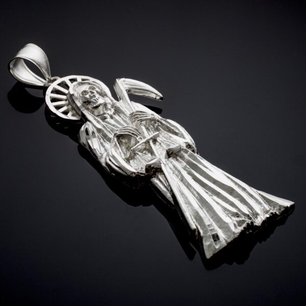 Claddagh Gold 925 Sterling Silver Santa Muerte (Grim Reaper) Pendant - Image 3
