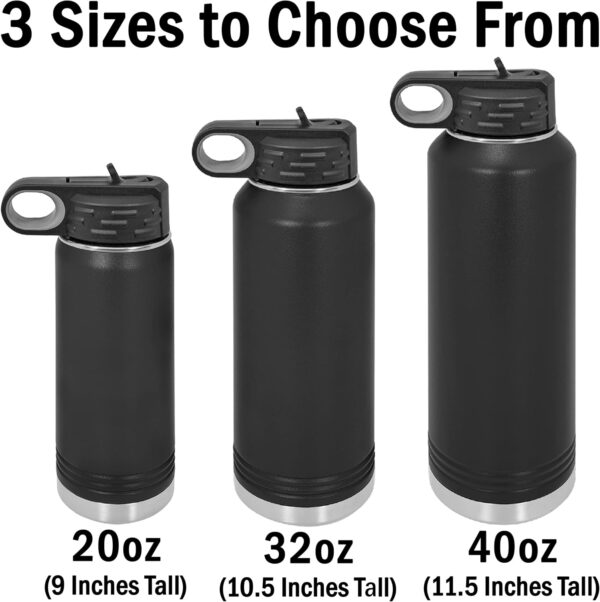 LaserGram Personalized Water Bottle, Santa Muerte, Stainless Steel Double Wall Vacuum Insulated with Flip Top Straw, Custom Engraved Gift (40oz / 1180ml Black) - Image 9