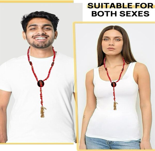 BONITTER Black Holy Death's Necklace Wooden Santa Muerte Necklace Red Rosaries Beads Blessing Crafted Rosario de la santa muerte Prayer Gift For Women Men - Image 7