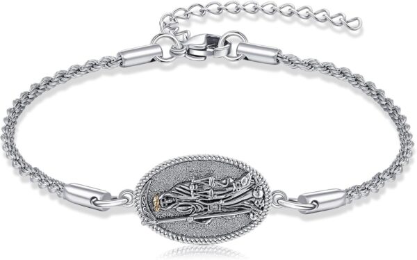 Santa Muerte Bracelet 925 Sterling Silver Grim Reaper Bracelet Santa Muerte Religious Jewelry for Men Women