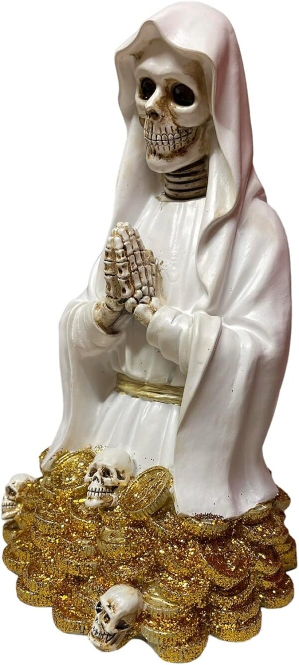 Statues Mario's Collection 8"" Santa Muerte Rosario Prayer Resin Sculpture Saint of Holy Death White - Image 2
