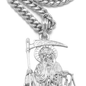 Saint Death Santa Muerte Pendant 6mm 18" 20" 24" Cuban Chain Hip Hop Necklace RC4309