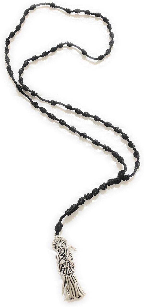 Santa Muerte thread rosary. Rosario de hilo de la Santa Muerte. (Black) - Image 3