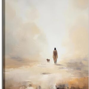 Christian Canvas Wall Art Jesus Leaves The 99 Sheep Bible Parable Story Lost Sheep Religion Painting Picture Wall Decor Poster Print for Living room Bedroom Office Home Decoration