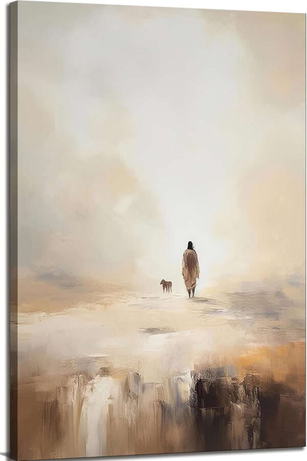 Christian Canvas Wall Art Jesus Leaves The 99 Sheep Bible Parable Story Lost Sheep Religion Painting Picture Wall Decor Poster Print for Living room Bedroom Office Home Decoration