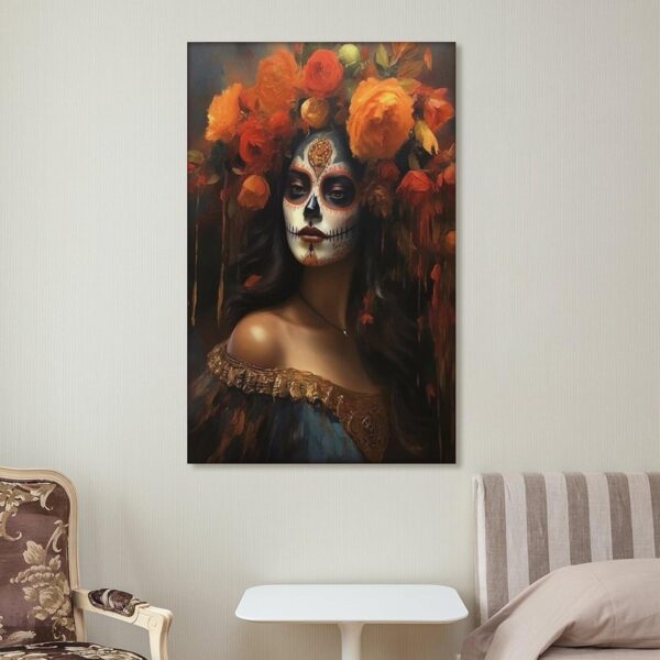Iisrar Catrina Poster - Dia De Los Muertos Mexican Folk Art Wall Decor - Printable Canvas Art - Unframed 24x36inch (60x90cm) - Image 7