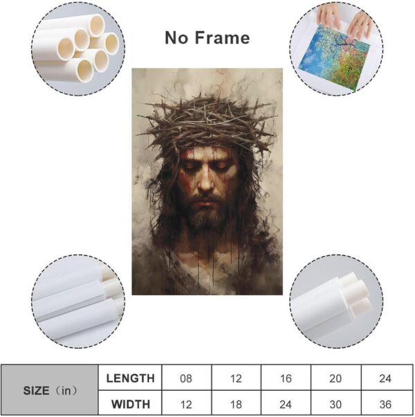 DuduYH Jesus Poster Persecution Crown of Thorns Canvas Wall Art Christ God Picture Religious Catholic Painting Artwork Church House Room Decor (07-jesus image,16x24inch-Unframe) - Image 2