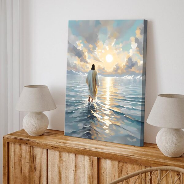 Jesus Walking On Water Canvas Wall Art Christian God Wall Decor Picture Religious Spirit Faith Poster Print for Living room Bedroom Church Decoration, 12x16in - Image 5