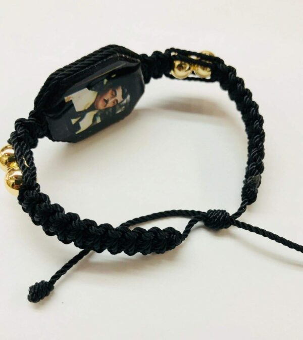 Santuario Jewelry Pulsera de Jesus Malverde BK doble tejida gold plated bead bracelet hecha a mano - Image 5