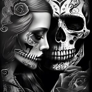 atwwit Mexican Sugar Skull Couple 2 Diamond Painting Kits - Black White Sugar Skull Diamond Art for Adults Kids, for Home Wall Decor Bedroom Decor or Gifts 12x16 inch