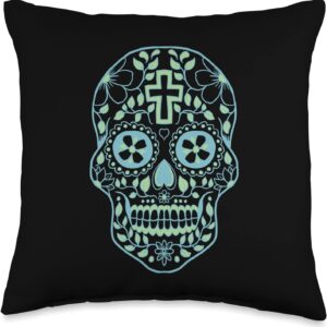 Sugar Skull Christian Mexican Pride Dia De Los Muertos Art Throw Pillow