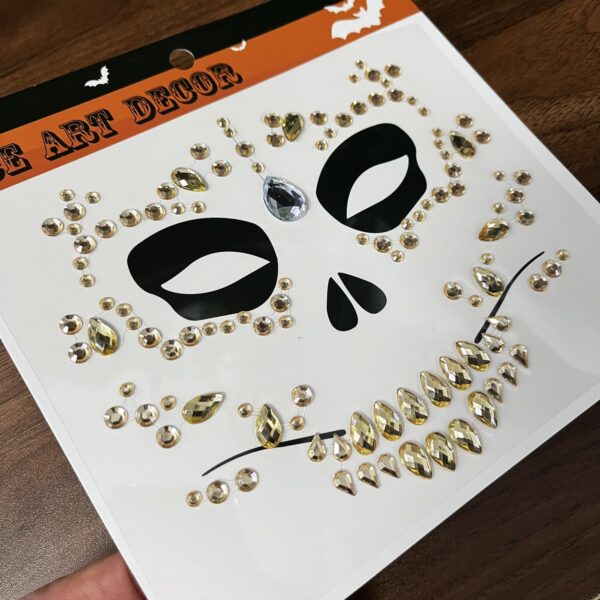 4-Pack Day Of The Death Face Gems,Halloween Temporary Face Tattoos, Rhinestone Face Jewels Stickers - Image 7