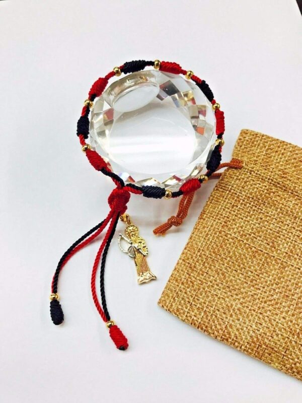 Santuario Jewelry Holy Death BK/RD Bracelet Santa Muerte pulsera oro laminado hecha a mano - Image 5