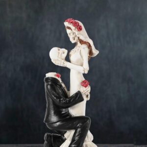 Skeleton Bride and Groom 6.4'' - Dia De Los Muertos Figurines Day of The Dead Decorations Till Death Do US Part Decor - Halloween Gothic Wedding Cake Topper Decor (Skeleton Couple)
