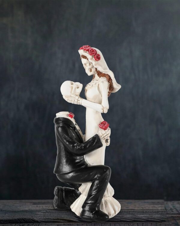 Skeleton Bride and Groom 6.4'' - Dia De Los Muertos Figurines Day of The Dead Decorations Till Death Do US Part Decor - Halloween Gothic Wedding Cake Topper Decor (Skeleton Couple)