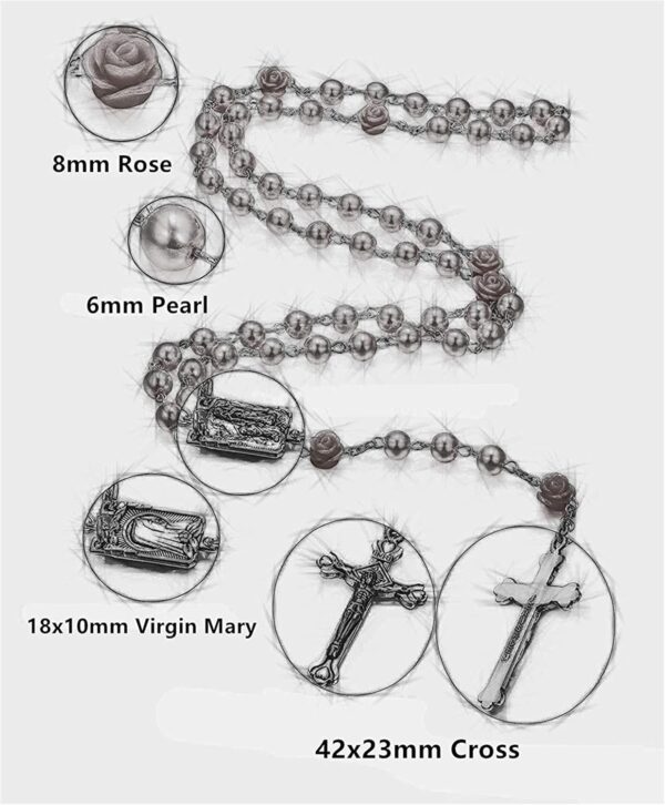 Rosary Beads Catholic Bulk for Women Men, Rose Our Father Beads with Jesus Christ Crucifix Cross First Communion Confirmation Gifts-6 Packs - Image 2