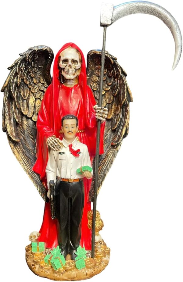 12" Santa Muerte Red Jesus Malverde Statue