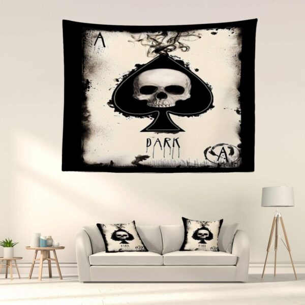 Batmerry Skull Tapestry, Santa Muerte Tarot Picnic Mat Hippie Trippy Tapestry Wall Art Meditation Decor for Bedroom Living Room Dorm, 51.2 x 59.1 Inches, Fashion Retro - Image 4