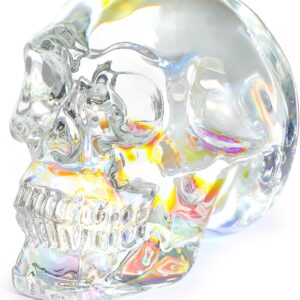 Ornalrist Crystal AB-Color Skull Head Figurines - Gifts for Skull, Witchy Lovers Men, Women, Halloween Day of The Dead Decor - Gifts Box 2.8inch