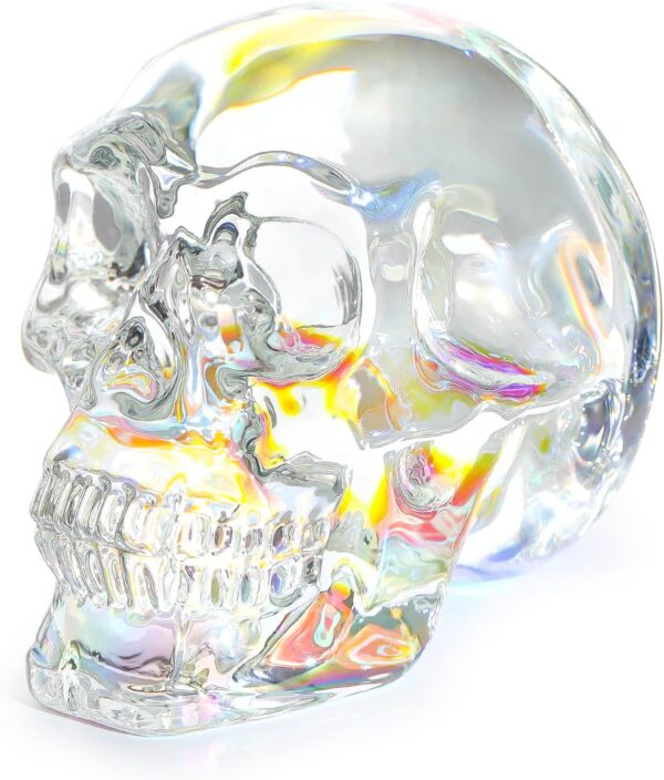 Ornalrist Crystal AB-Color Skull Head Figurines - Gifts for Skull, Witchy Lovers Men, Women, Halloween Day of The Dead Decor - Gifts Box 2.8inch