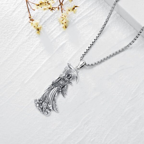 Pentagram/Sun Moon/Celtic Witches Knot/Santa Muerte/Triple Moon Goddess/Hecate Necklace Sterling Silver Magic Wiccan Pagan Amulet Jewelry for Women Men - Image 3