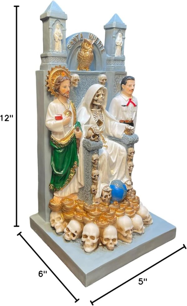 Santa Muerte San Judas Jesus Malverde Statue 12" - Image 5