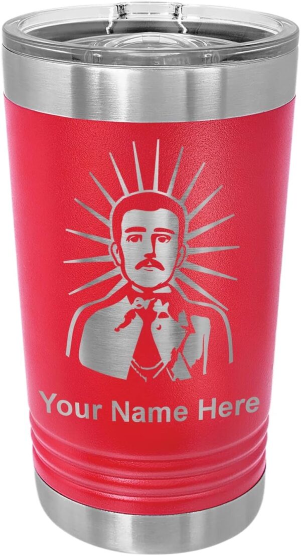LaserGram 16oz Vacuum Insulated Pint Tumbler, Malverde, Personalized Engraving Included (Red)