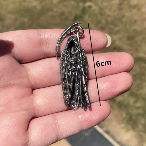 TAYASH Santa Muerte Necklace,Skull Necklace for Men,Metal Sickle Death God Pendant,Gothic Grim Reaper Scythe Skull Necklace,The Reapers Pendant Set,Punk for Boyfriend Male Jewelry Creativity Gift - Image 7