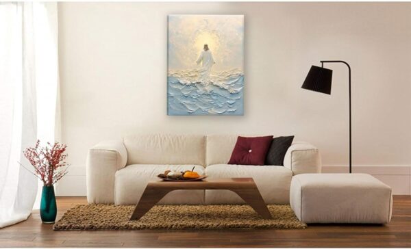 Jesus Walking On Water Canvas Wall Art Christian God Painting Wall Decor Minimalist Faith Inspirational Divine Print Poster Print Artwork for Living Foom Bedroom Christian Church Home Decoration - Image 7